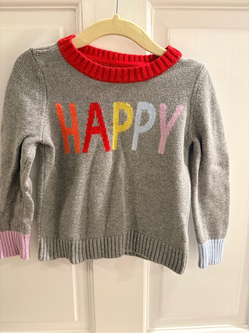 GAP Toddler Grey Sweater with Red Trim and Multicolor Letters